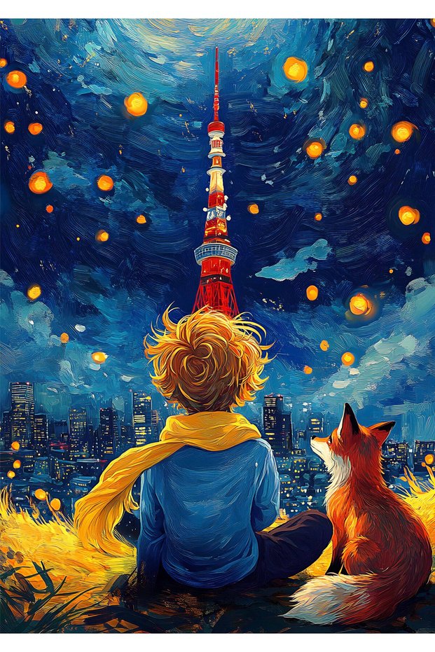 Boy and Fox 2 Pop Art Metal Poster - Magnetic Wall Art Print