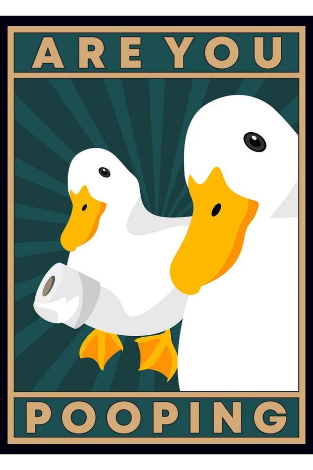 Are You Pooping Duck Cartoon Funny Metal Poster - Magnetic Wall Art Print