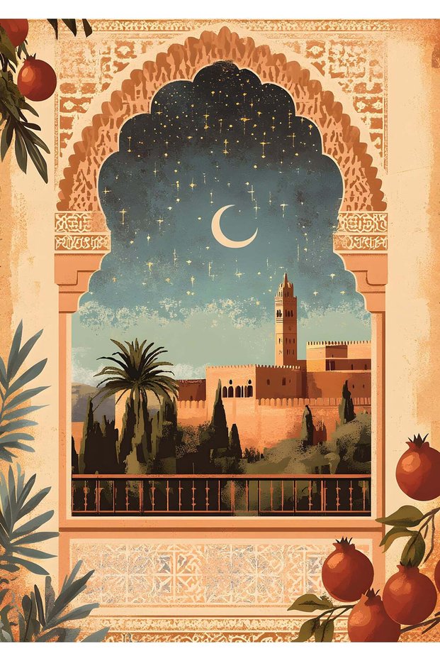 Arabic City Islamic Metal Poster - Magnetic Wall Art Print