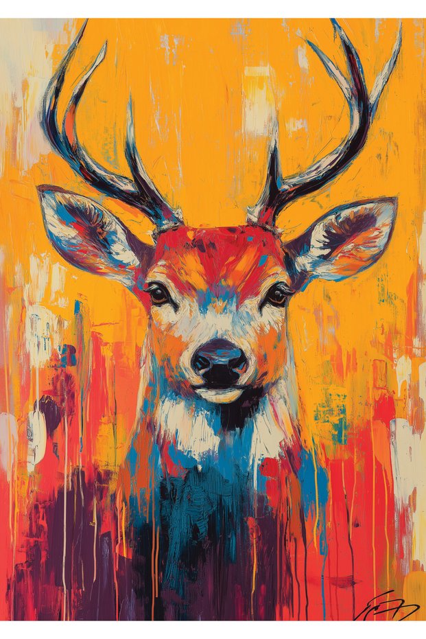 Deer Vibrant Colors Pop Art Metal Poster - Magnetic Wall Art Print