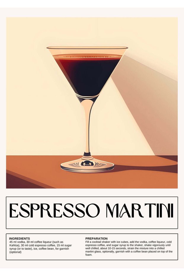 Espresso Martini Cocktail Metal Poster - Magnetic Wall Art Print