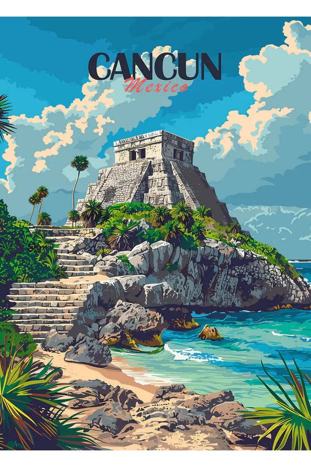 Cancun Mexico Travel Metal Poster - Magnetic Wall Art Print