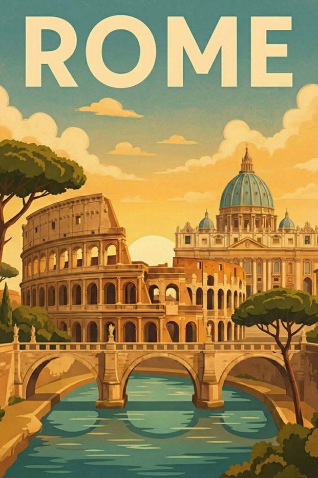 Rome Travel Metal Poster - Magnetic Wall Art Print
