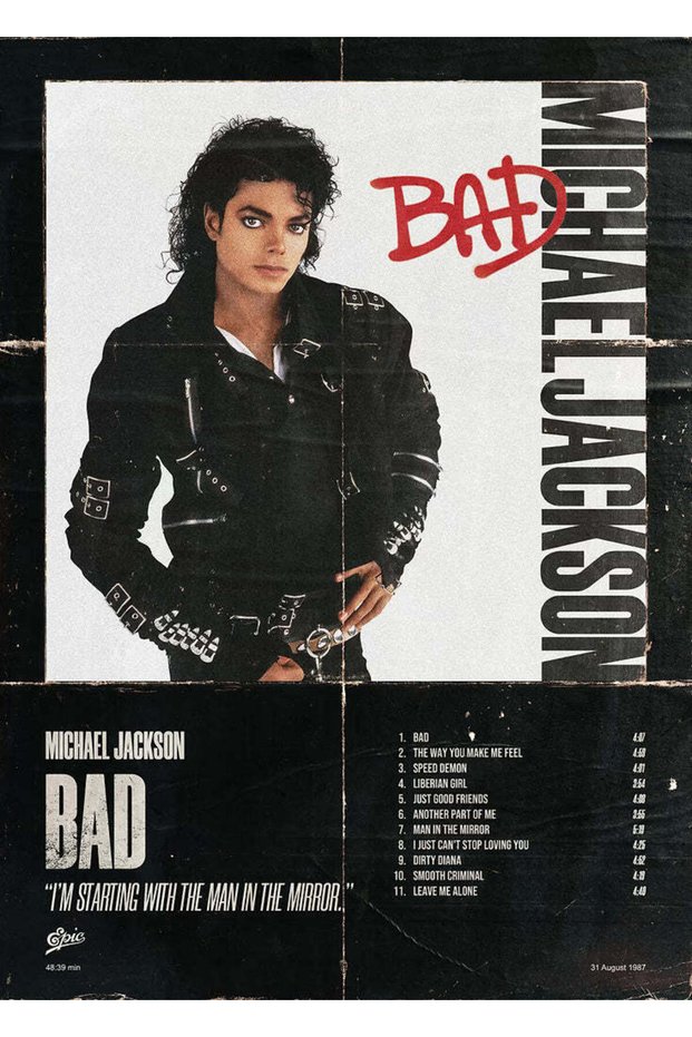 Michael Jackson Bad Pop Metal Poster - Magnetic Wall Art Print