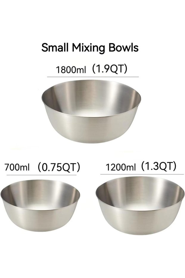 MANHONGYU Stainless Steel Mixing Bowls-3 Packs Small Thicker Stainless Steel Flat Bottom Mixing Bowls Set, Home, Refrigerator, and Kitchen Food Storage Organizers