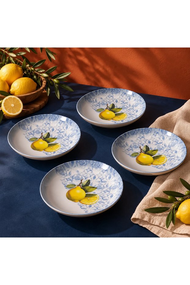 Camelia Lemon 4-Piece 20 cm Porcelain Plate Set