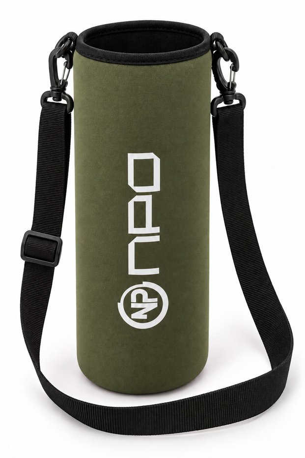 Ntk Shoulder Strap Padded Shock Absorbing Neoprene Fabric 1.5Lt Thermos Cover Khaki