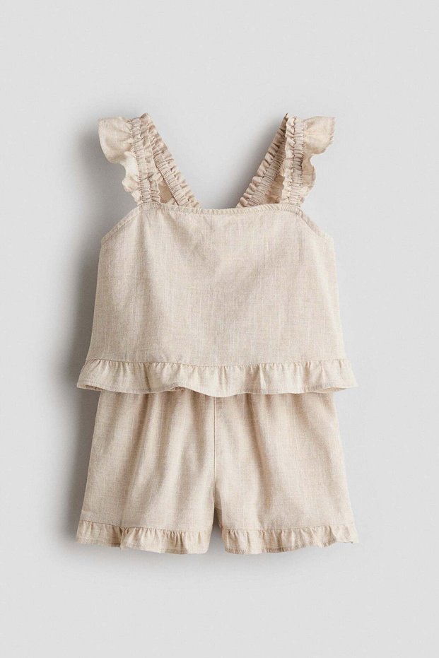2-piece frill-trimmed cotton set