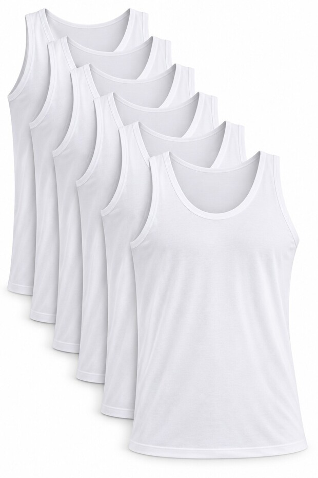 Men's White 6-Piece Modal Undershirt Super Thin Straps Round Neck