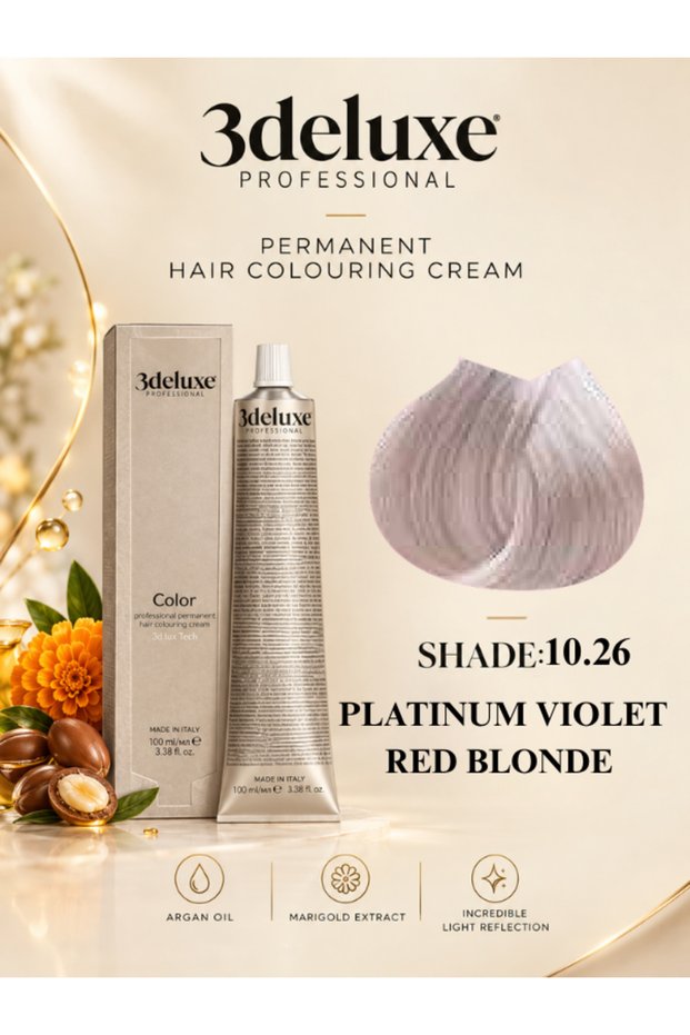 Hair Color Cream With Argan Oil & Marigold Extract Platinum Violet Red Blonde 100ml 10.26
