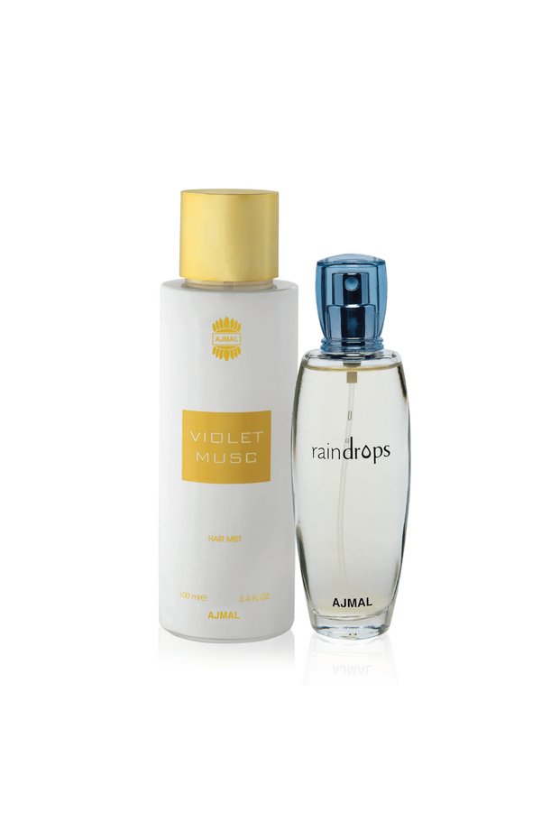 Women's Perfume SET Raindrops EDP 50ml & Violet Musc Hair Mist 100ml Bundle