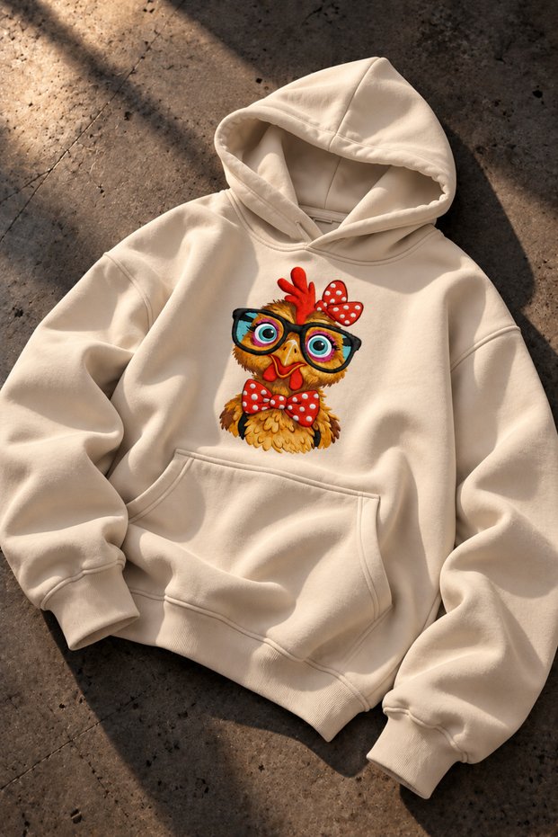 Unisex Cute Cartoon Printed Oversize Hooded Sweatshirt with Kangaroo Pocket Relaxed Fit Trendy Hoodie