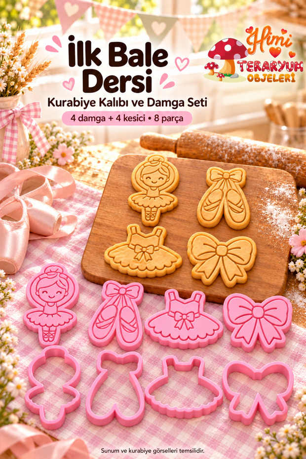First Ballet Lesson Cookie Cutter and Stamp Set Ballet Themed Ballerina Girl Cookie Cutter 8 Pieces