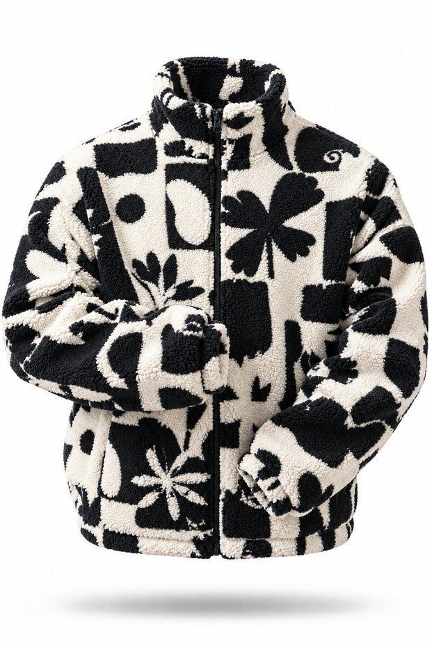 . Men's Heat Thermal Inner Outer Sherpa Autumn Winter Full Zipper Plush Fleece Sweatshirt