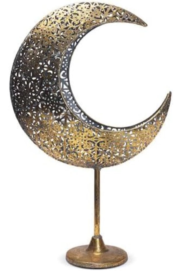 حامل فانوس زخرفي على شكل هلال رمضان