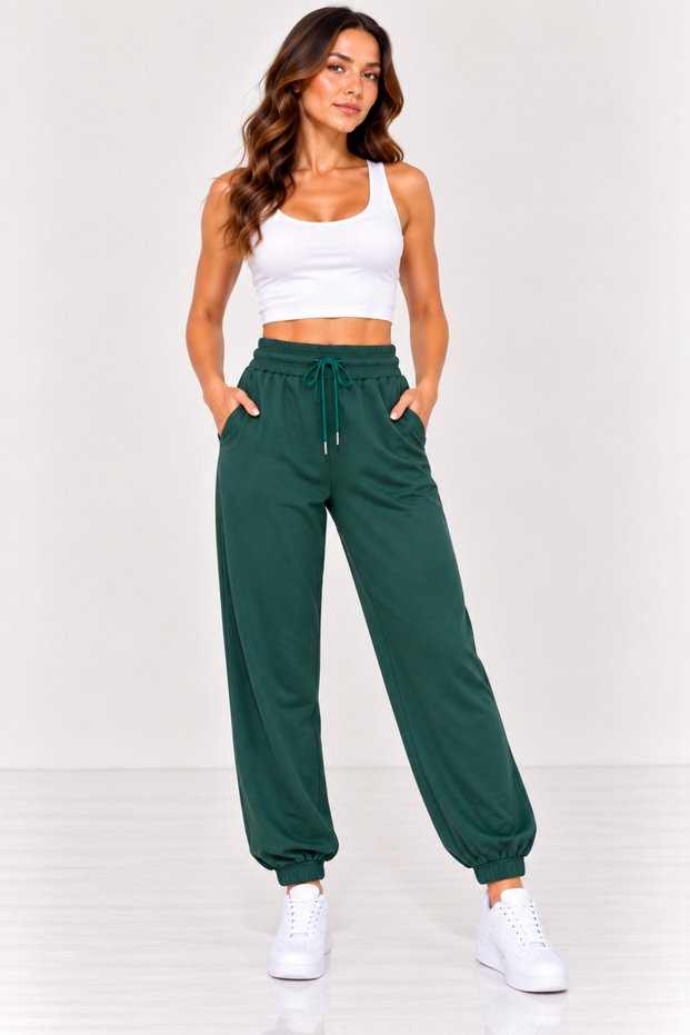 Women's Modal Fabric High Waist Elastic Waistband Pockets Relaxed Fit Elastic Cuffs Jogger Sweatpants