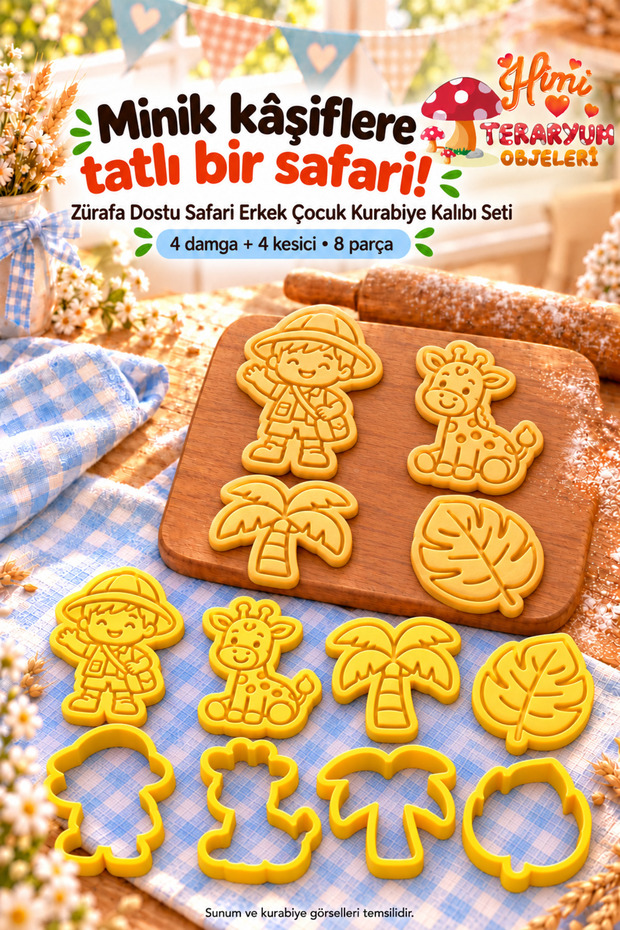 Giraffe Friendly Safari Boy Cookie Mold Stamp Cutter Set Birthday Party Cookie