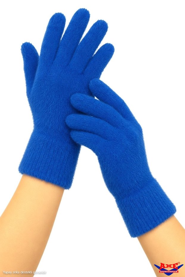 Winter Saks Blue Soft Textured Plush Comfortable Use Warm Protective Cold-Resistant Luxury Gloves