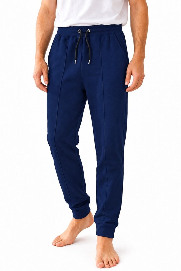 Men's Navy Blue Sweatpants 100% Cotton 2 Thread Casual Sports Trousers