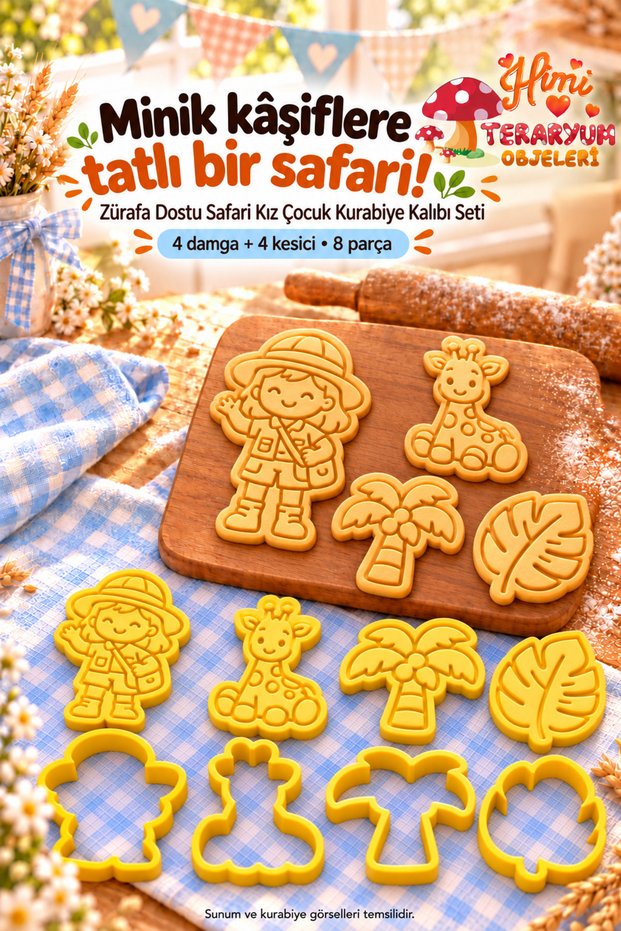 Giraffe Friendly Safari Girl Cookie Mold Stamp Cutter Set Birthday Party Cookie