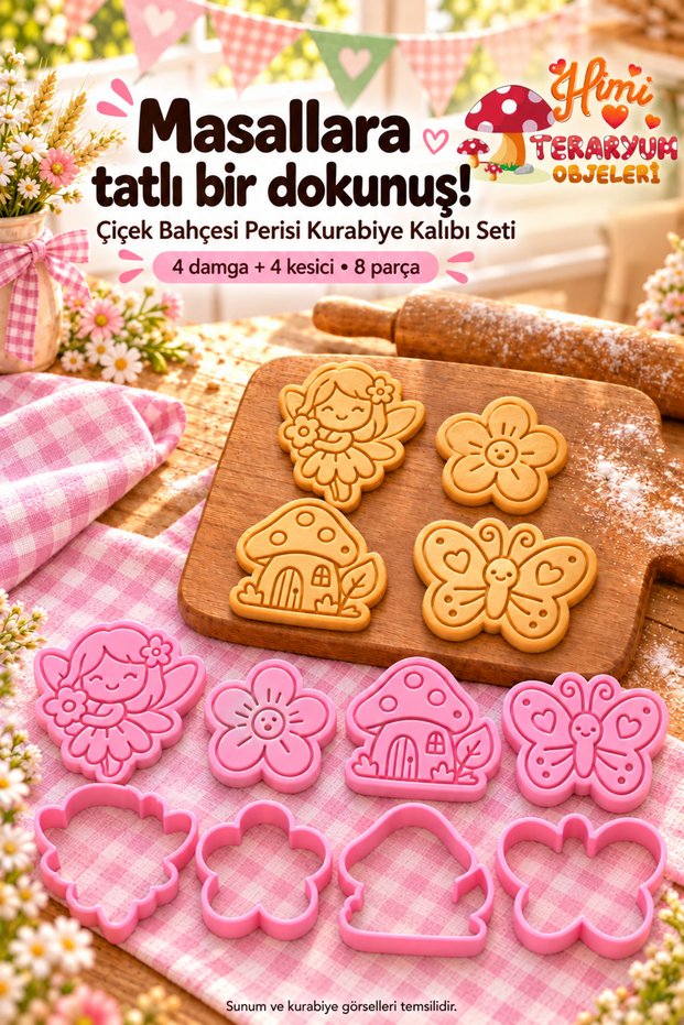 Flower Garden Fairy Cookie Mold Stamp Cutter Set Flower Butterfly Birthday Fairy Tale