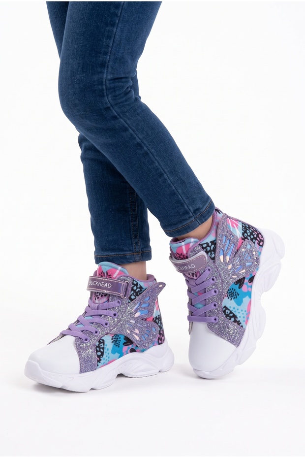 Children's Wings Wing Comfortable Memory Sole Sports Boots Style Shoes 4376 Lila