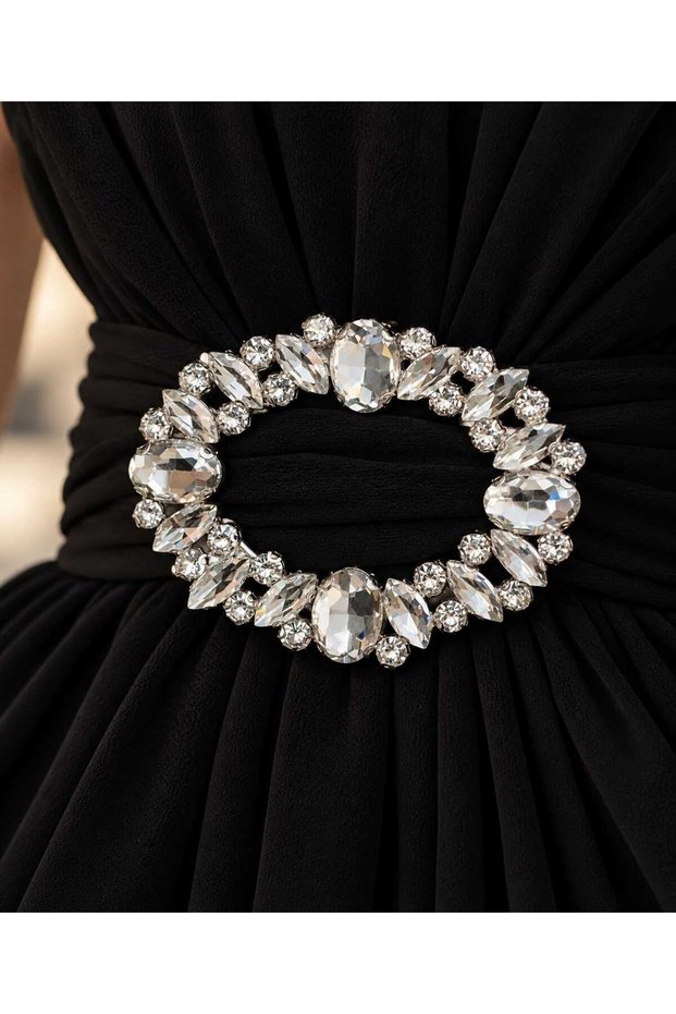 Oval Model Crystal Stone Evening Dress Belt Buckle Large Size 9 cm Width - 7 cm Length Engagement Wedding