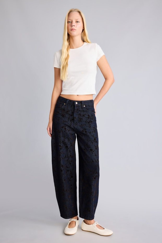 Barrel Fit High Waist Ankle-Tapered Loose Leg Jean Pants I8463Ax26Wn