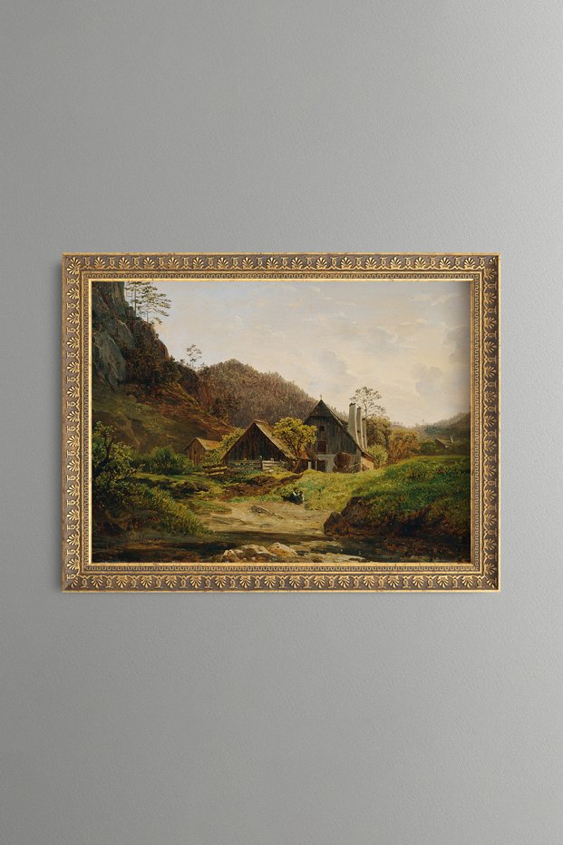 Blacksmith Workshop Rural Landscape - Vintage Patterned Painting - Fine Model