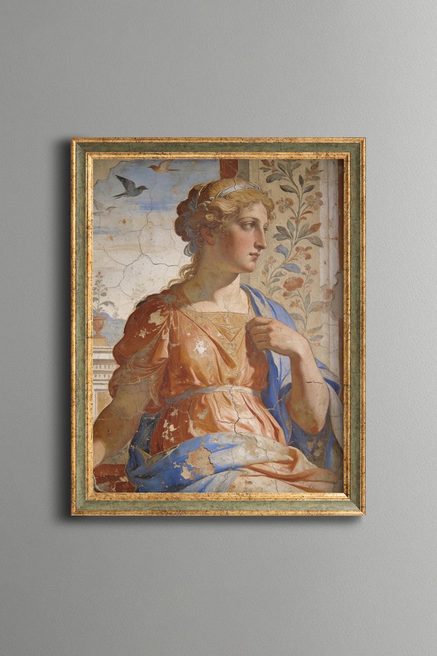 Woman among the Flowers - Vintage Patterned Painting - Fine Model