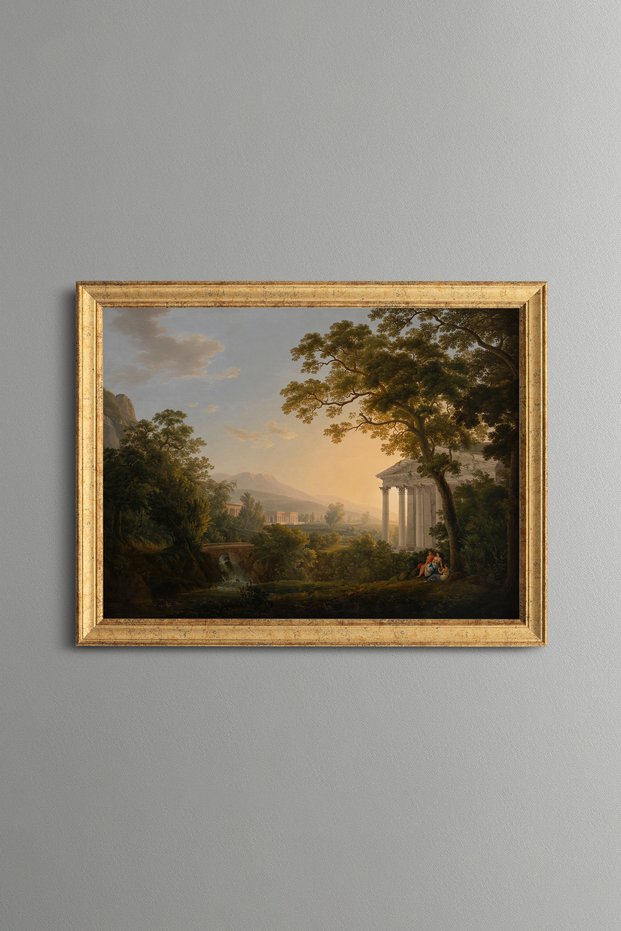 Imaginary Landscape with a Temple - Vintage Patterned Painting - Fine Model
