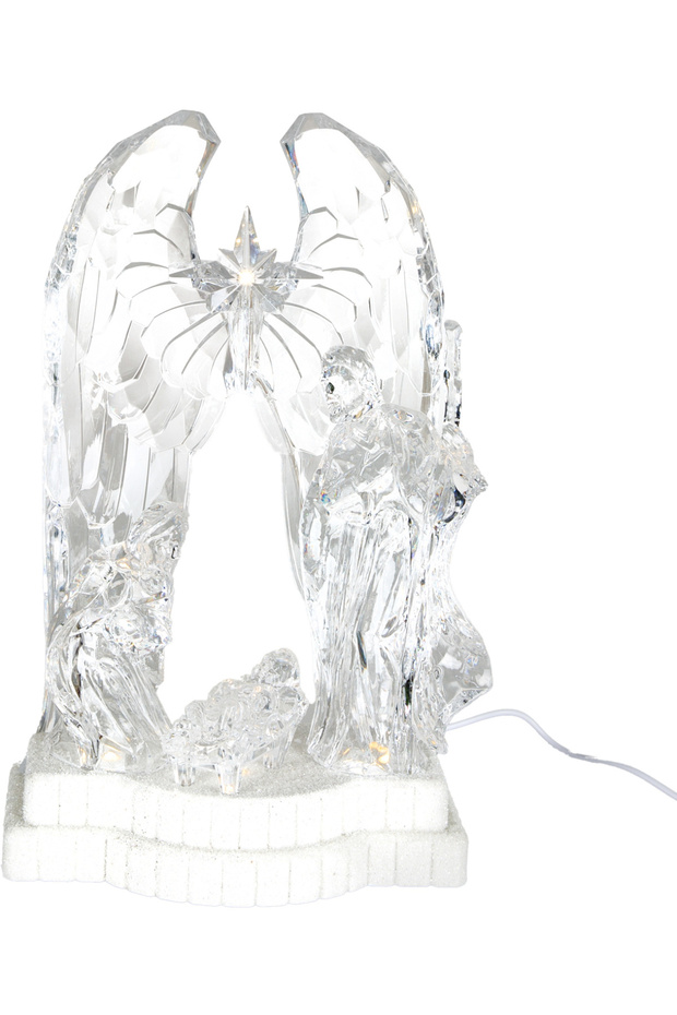Christmas Ornament Lighted Angel Nativity Decor Transparent 10.2X17.9 Cm.