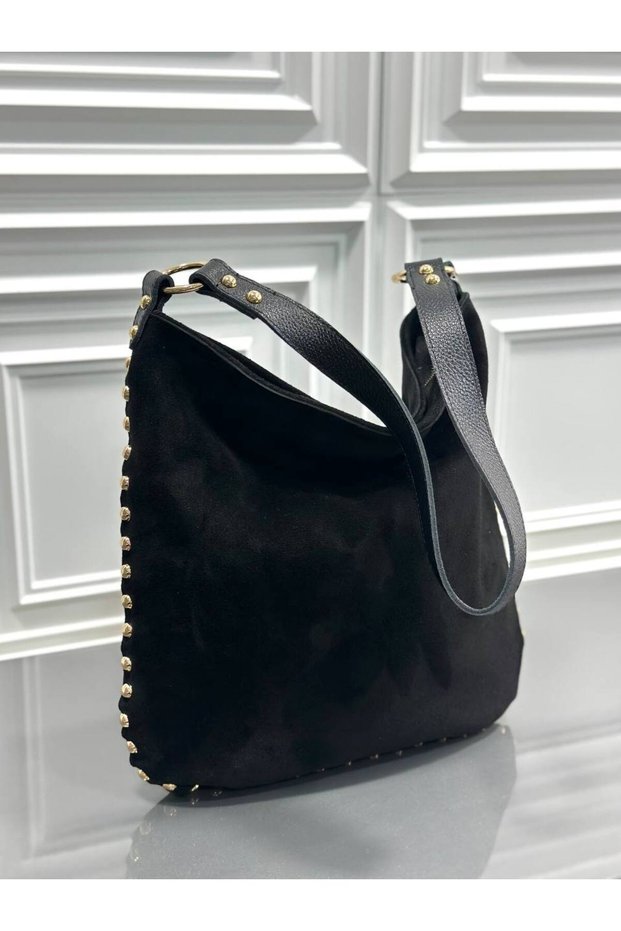 Genuine Suede Leather Troklu Casual Shoulder Bag (Hobo Bag)