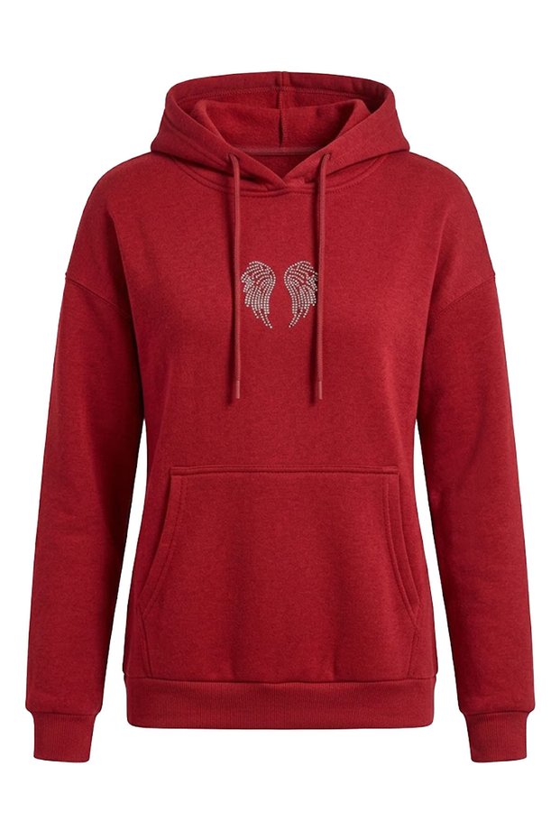 Stone Printed Sweatshirt-Red Red