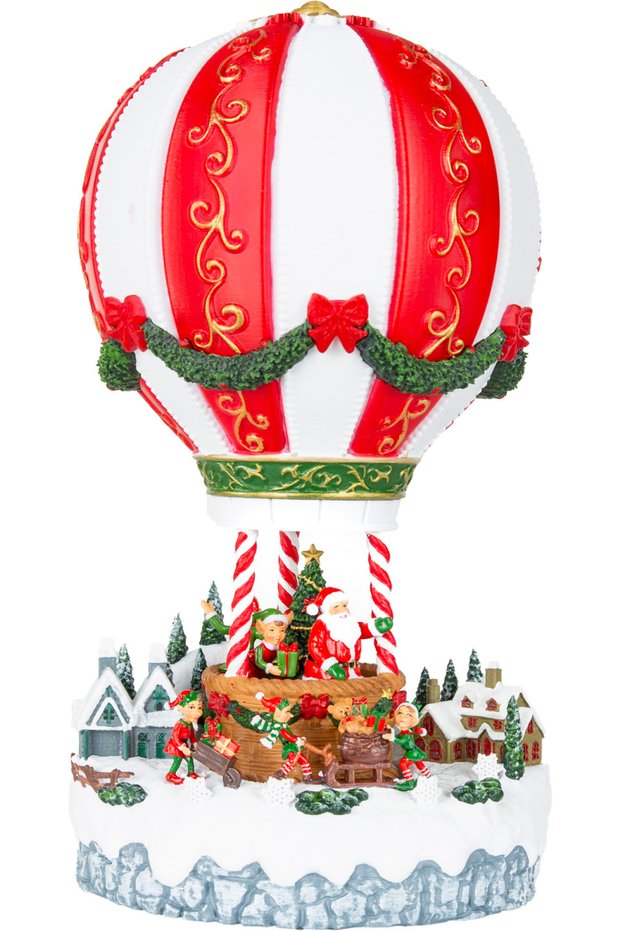 Christmas Ornament Decoration Balloon Illuminated Musical Animated Red-White 18X32,5 Cm.