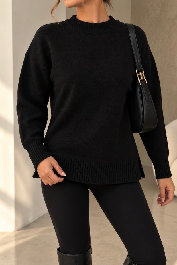 Women's Knitwear Sweater Crew Neck Slit Comfortable Cut My3535