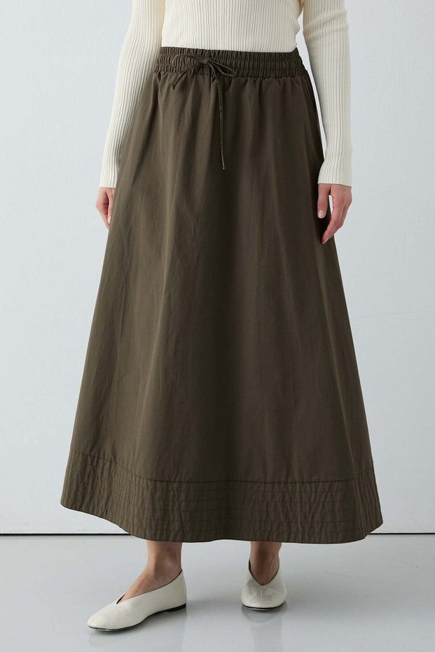 Ribbed Skirt Khaki
