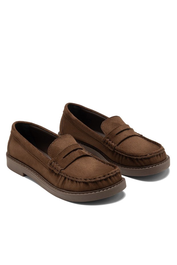 Women's Brown Suede Flat Sole Loafer Ballet Flats & Daily Casual Shoes