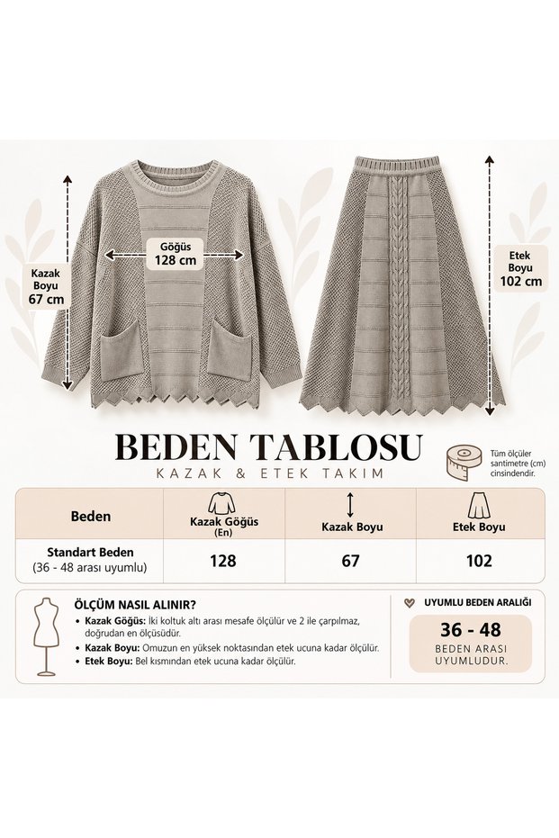 Cotton Knitted Sweater Skirt Double Set with Pockets Knitwear Women's Set