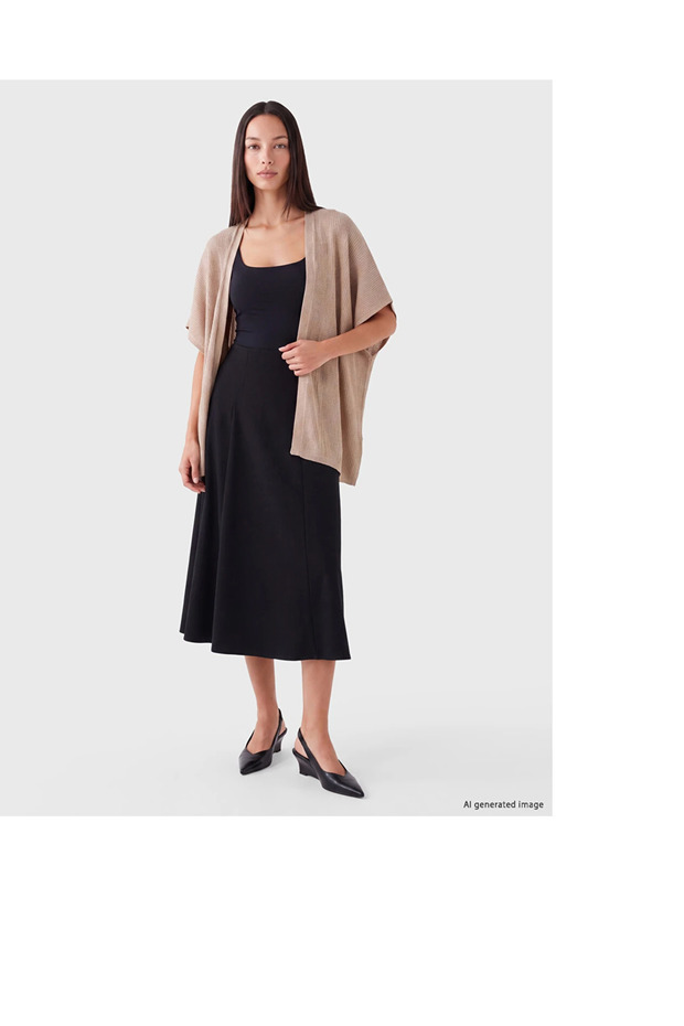 Lcw Everyday Beige Shawl Collar Oversize Women's Knitwear Cardigan