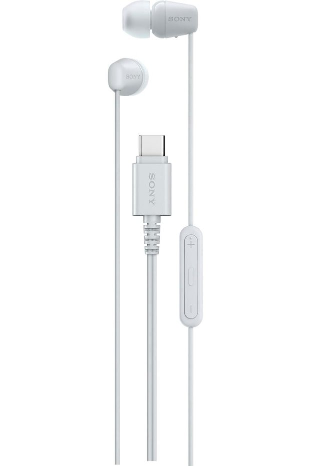 سماعات أذن سلكية IER-EX15C بتقنية USB-C مع ميكروفون وجهاز تحكم مدمج – باللون الأبيض.