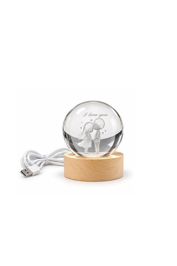 Led Lighted Mini Glass Globe with Lover Figure
