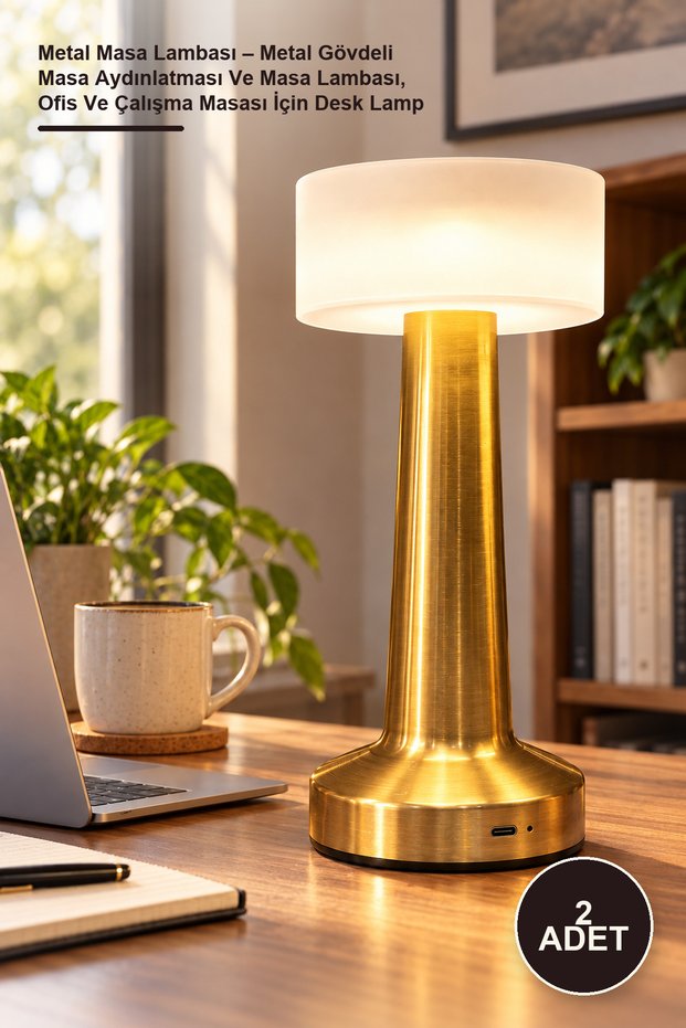 2 Pieces Metal Table Lamps – Metal Body Desk Lighting and Table Lamp, Desk Lamp for Office and Study Desk