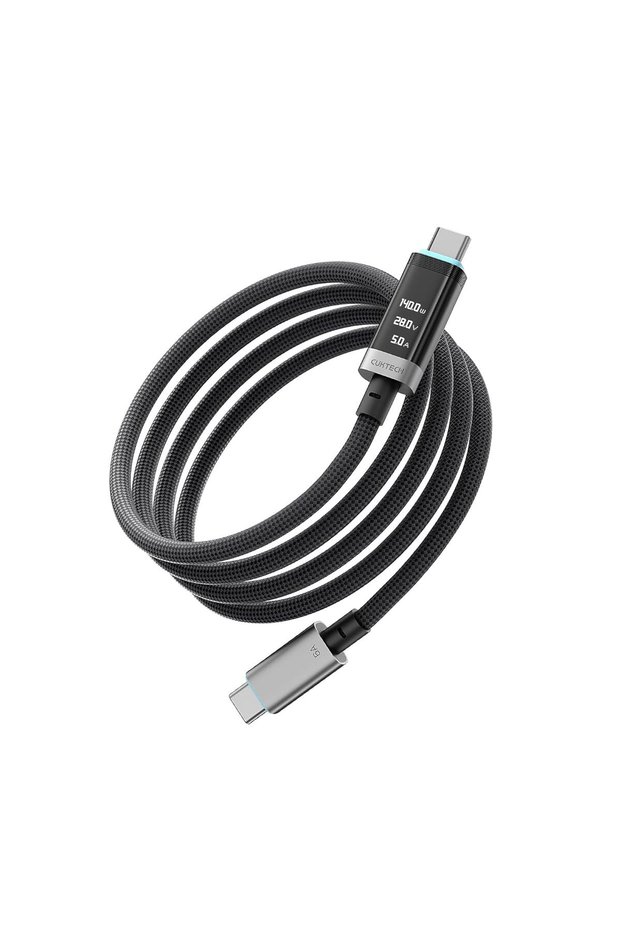 كابل USB-C إلى USB-C بقوة 240 واط مع شاشة OLED للعرض في الوقت الفعلي، بطول 2.0 متر