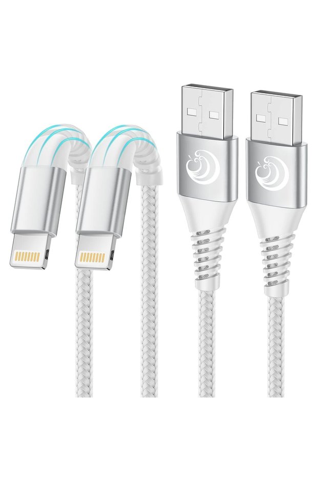 كابل USB A إلى Lightning بطول 2 متر، عبوة من قطعتين، شاحن سريع للآيفون معتمد من MFi