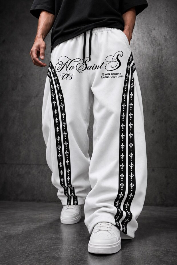 Men's White No Saints Baggy Tracksuit