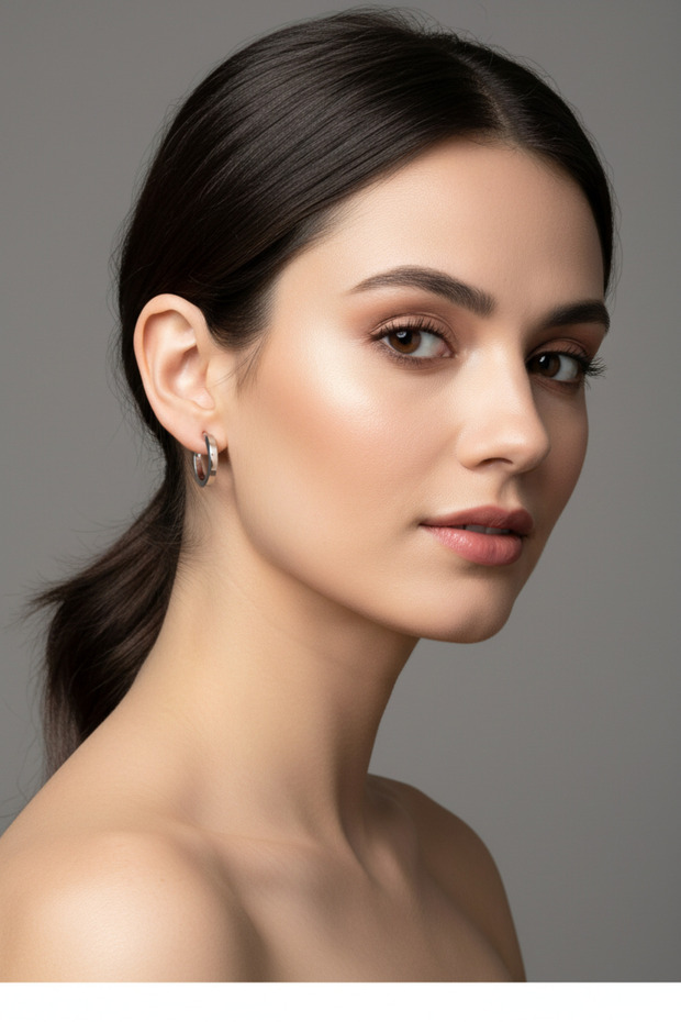 Women's Steel Cornered Hoop Earrings 1.4 cm Black