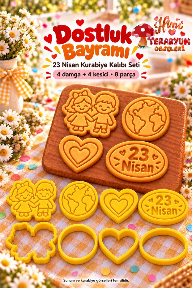 Friendship Day April 23Rd Children's Day Cookie Mold Stamp Cutter Set Hand in Hand Children's World Heart