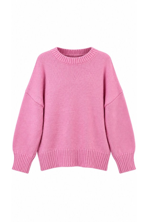 Wide Sleeve Ribbed Knitwear Tunic Sweater
