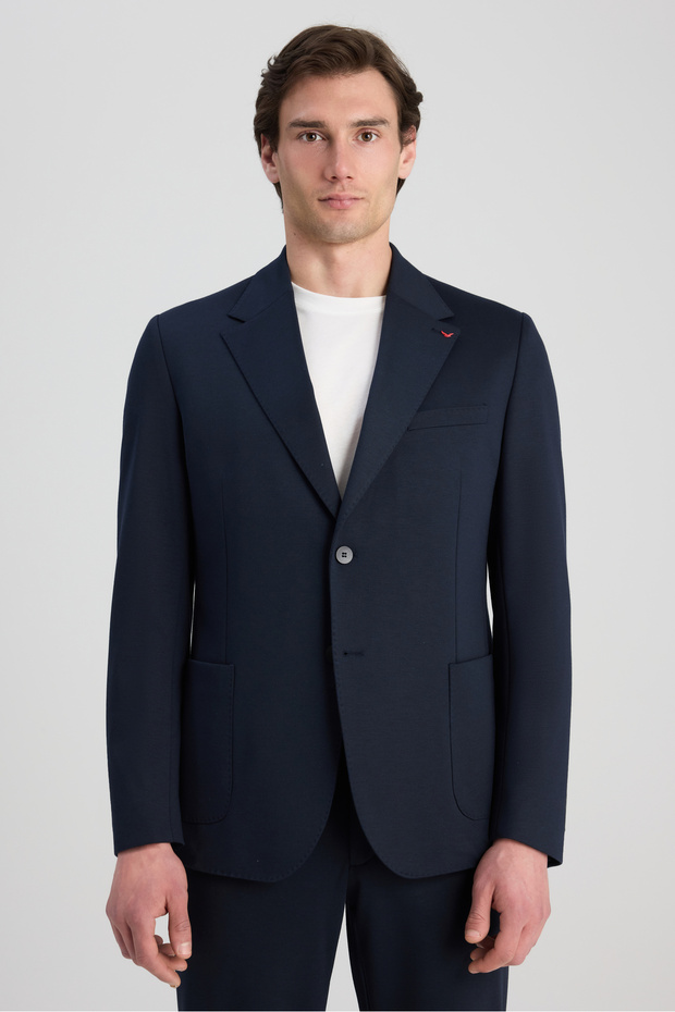 Ds Damat Comfort Fit Navy Blue Knitted Suit